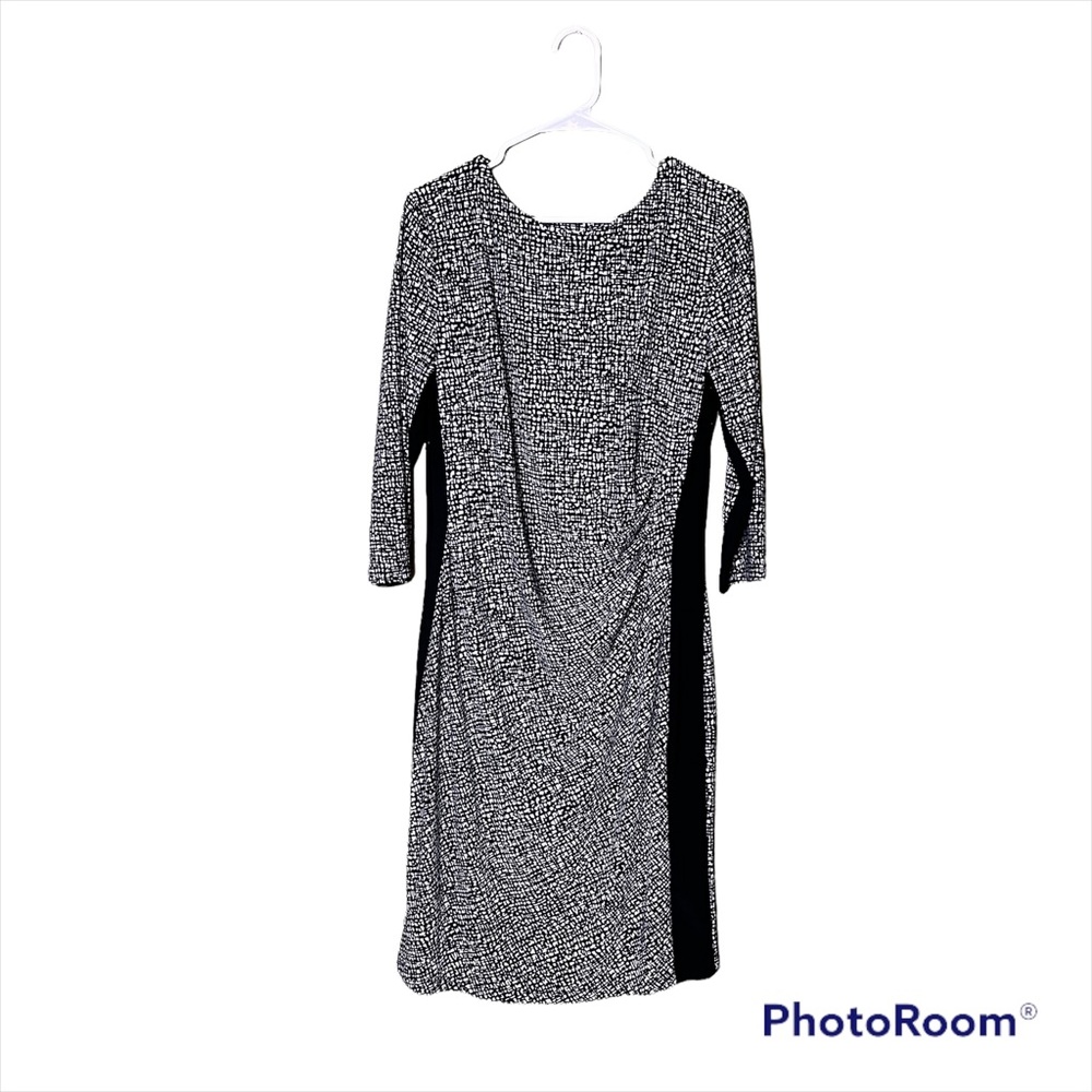 Anne Klein dress stretch 3/4 sleeves ruched side womens size 14
